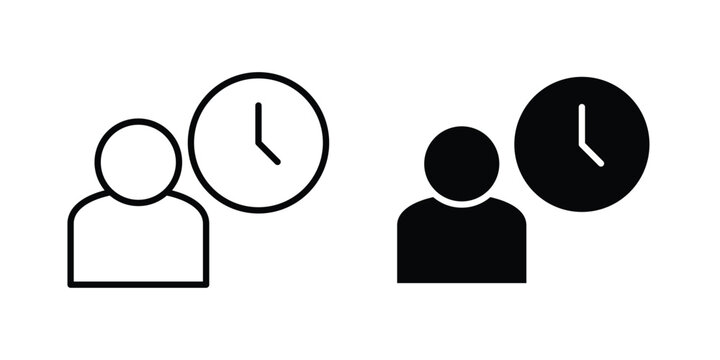 Office hours icon in different style. vector flat and outlined icons