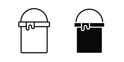 Paint bucket icon in different style. vector flat and outlined icons © nancy