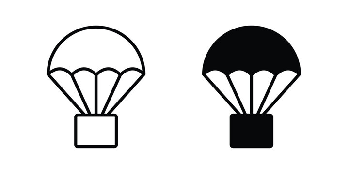 Parachute icon in different style. vector flat and outlined icons