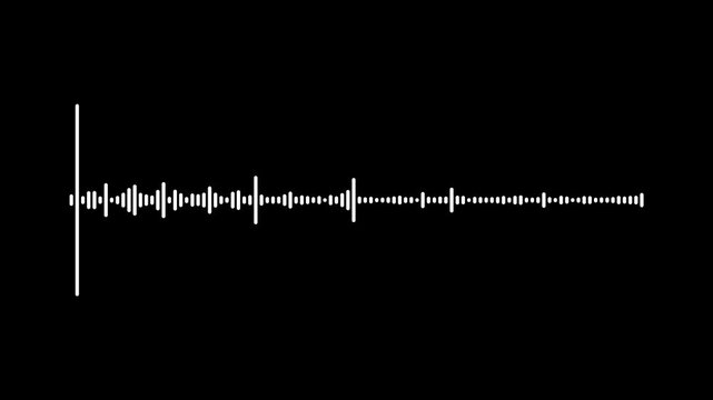 Green and white audio visualization effect, sound waves on transparent black screen background, podcast audio frequency signal meter, music equalizer rhythm bars overlay effect 4k video