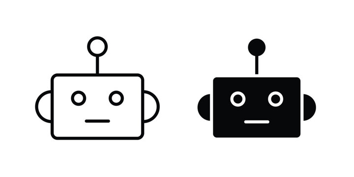 Robo icon in different style. vector flat and outlined icons