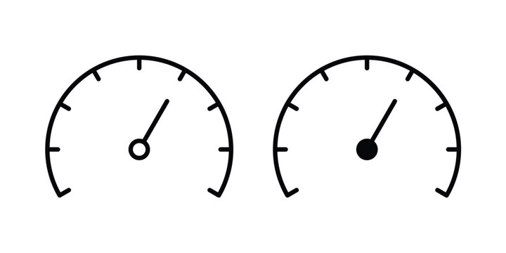 Speedometer icon in different style. vector flat and outlined icons