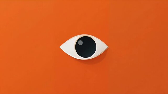 Eye animation motion graphic showing blinking and winking action isolated on a vibrant orange background for creative video projects