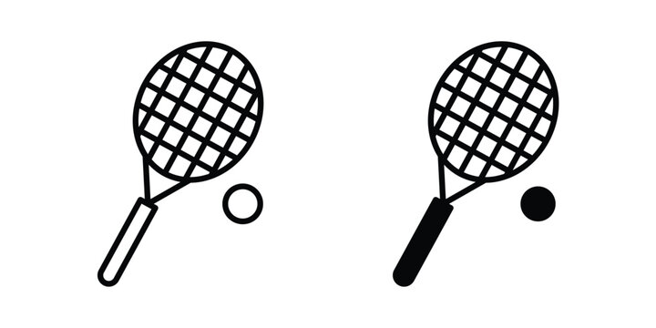 Tennis racket icon in different style. vector flat and outlined icons
