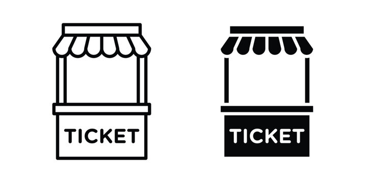 Ticket window icon in different style. vector flat and outlined icons