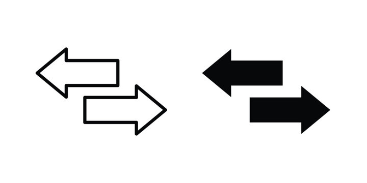 Transfer arrows icon in different style. vector flat and outlined icons