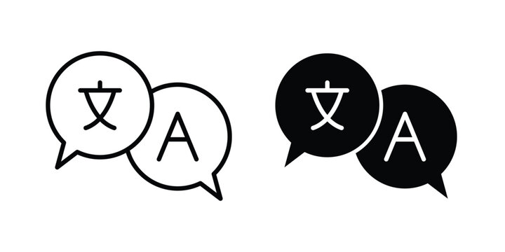 Translator icon in different style. vector flat and outlined icons