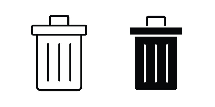 Uninstall icon in different style. vector flat and outlined icons