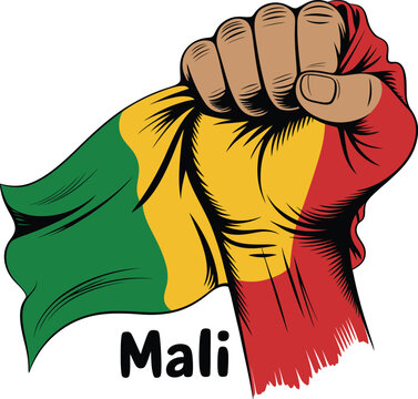 Mali national flag depicted as a fist symbol of unity and national strength.