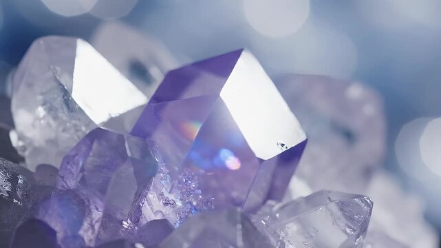 Close-up of purple amethyst quartz crystals.