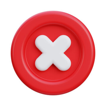 3D illustration of A 3D render of a red circle with a white cross shape inside, symbolizing incorrectness or a closed state PNG.
