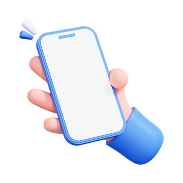 3D Hand Holding Smartphone Mobile Phone Icon PNG Illustration