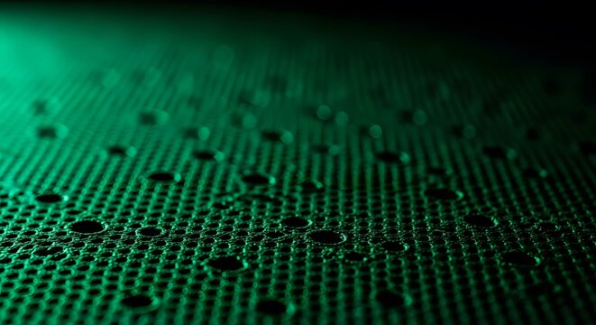 Abstract human face formed by glowing green binary code in cyberspace