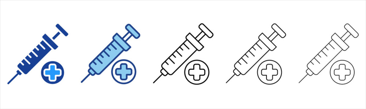 Syringe  Icon In Different Color And Outline Style 