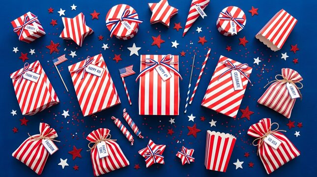 Fourth of July American flag patriotic background vector illustration with stars and stripes representing USA independence and freedom