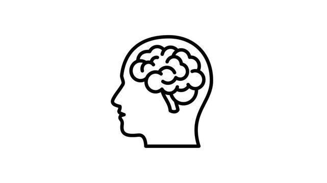 Creative idea, creativity, innovation, inspiration, smart thinking, solution, suggestion, genius, and intelligence animated icon. Head, brain and knowledge cognition animation video