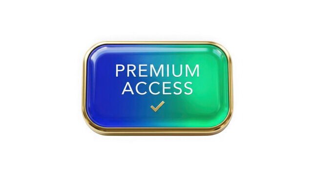 Blue and green premium access button with gradient interface subscription membership clickable as isolated element