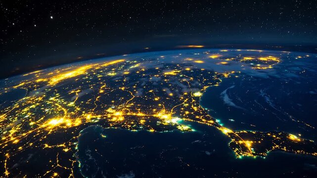 Nighttime Earth city lights from space