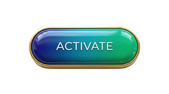 Blue and green activate button with activate gradient interface clickable internet as isolated element