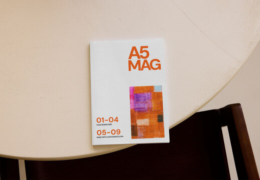Mockup Of Customizable A5 Magazine Cover