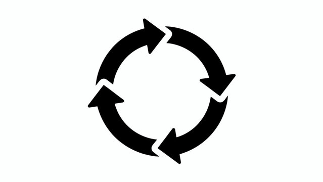 Recycling symbol, eco friendly icon, circular arrows, black vector graphic