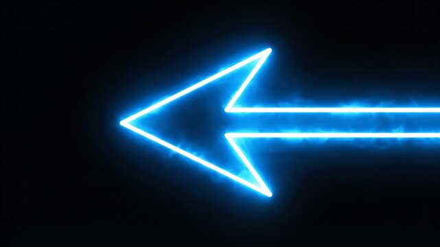 Blue glowing neon arrow pointing right on a dark background