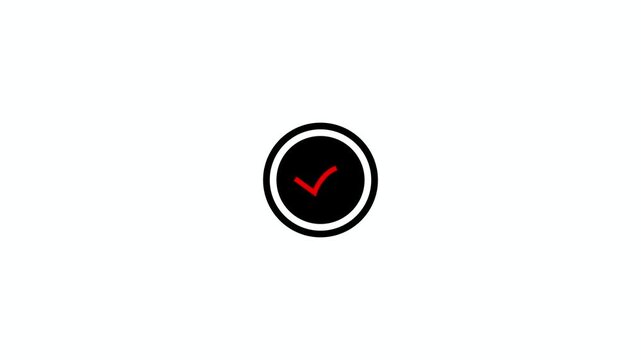Tick mark icon animation on isolated black background. Check mark icon animation. right check mark icon transparent background. isolated tick mark or confirm icon animation