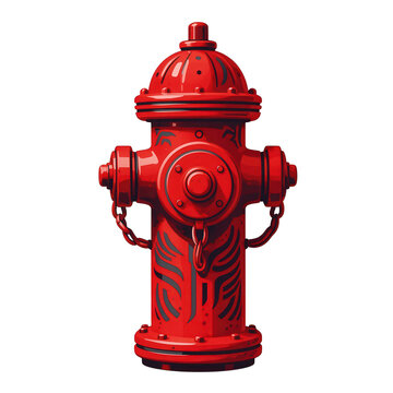 Red Fire Hydrant with Tribal Pattern Isolated