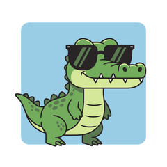 Obraz premium Cool Cartoon Alligator Wearing Sunglasses, Relaxed Summer Vibe