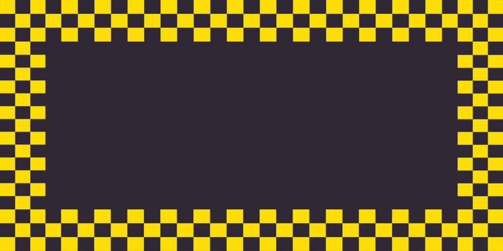 Abstract Yellow and Black Checkered Frame Background with Copy Space