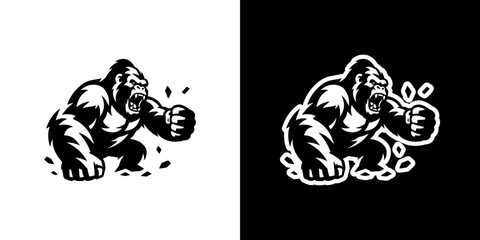 Angry Gorilla Kingkong Mascot Vector Illustration – Powerful Silverback Monkey Logo © dzanie