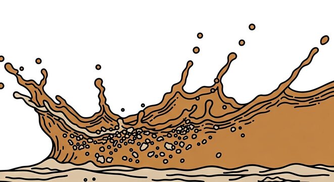 Coffee splash with bubbles on white background  