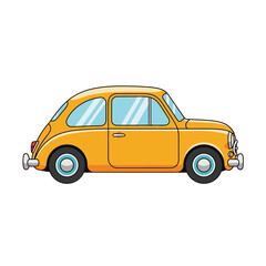 Obraz premium Retro Orange Car Illustration. Vintage Automobile. Isolated on White Background.