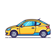 Obraz premium Stylized Yellow Sporty Coupe Car Illustration