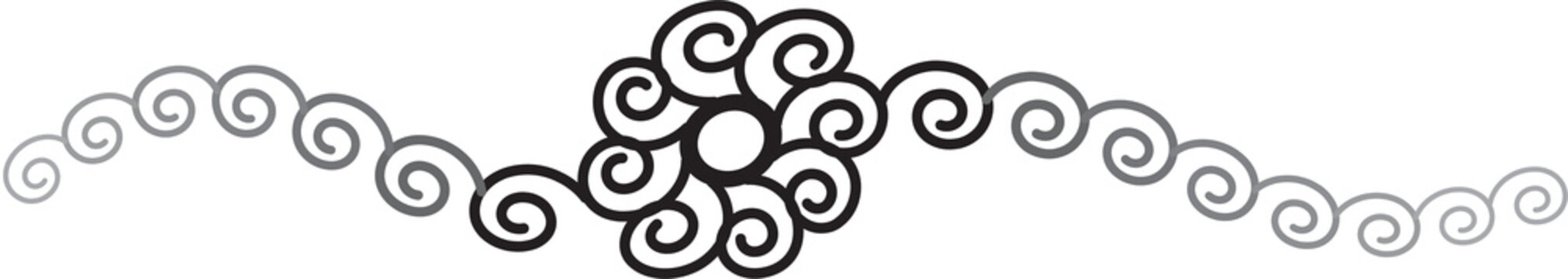 Black and white decorative spiral floral border