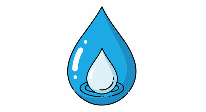 Blue teardrop shape with lighter inner drop and ripple effects