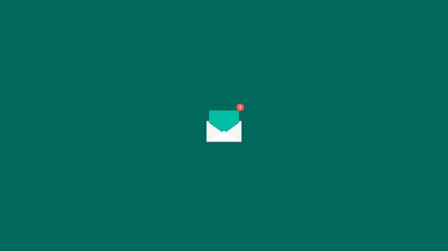 New Email Message Alert Icon Flat Design Animation
