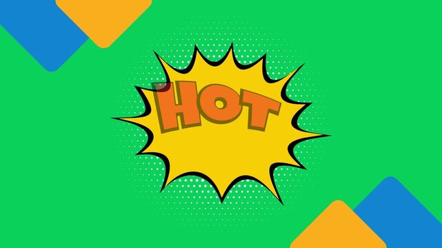 hot sale comic burst animation on green screen background, retail discount pop art promo with chroma key video overlay, shopping offer title reveal motion graphic for advertising