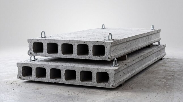 Stack of precast concrete floor slabs for construction
