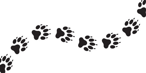 footpath trail of animal fox paws fox paws walking .Silhouette vector illustration © Hasho 
