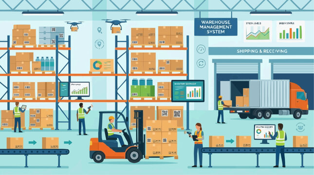 Warehouse management system for logistics inventory control supply chain