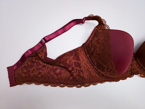 Red floral lace luxury elegant women push up bra.