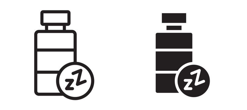 Sleeping pills icon In Flat and stroke Style Vector For App, UI, Websites. Black Vector Illustration.