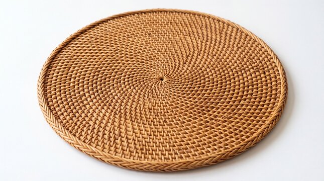 Round woven rattan placemat for table setting