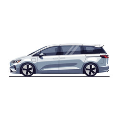 Fototapeta premium Modern Electric Minivan Side View Isolated on White Background