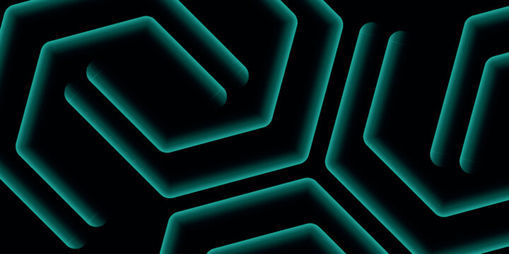 Abstract techno background with modern glowing hexagonal neon lines. Futuristic design with isolated light lines elements for website, presentation, social media, cover, banner. EPS. 3
