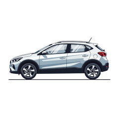 Obraz premium Modern White SUV Car Side View Illustration on White Background