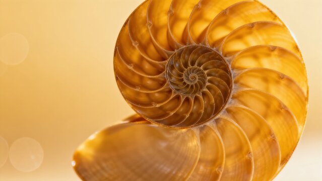 Spiral shell structure with golden hues