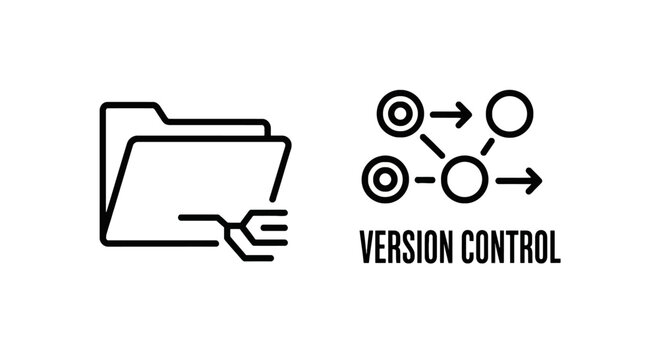 Version control system icon with folder and branching arrows branching software development management repository revision documentation programming
