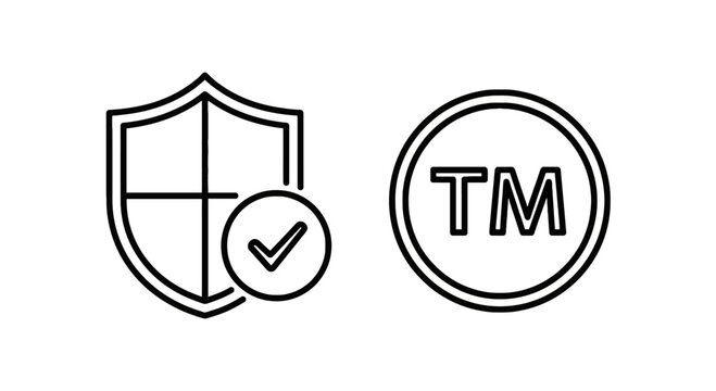 Trademark and certification symbols shield with checkmark and tm in circle trademark logo brand protection certification mark brand verification
